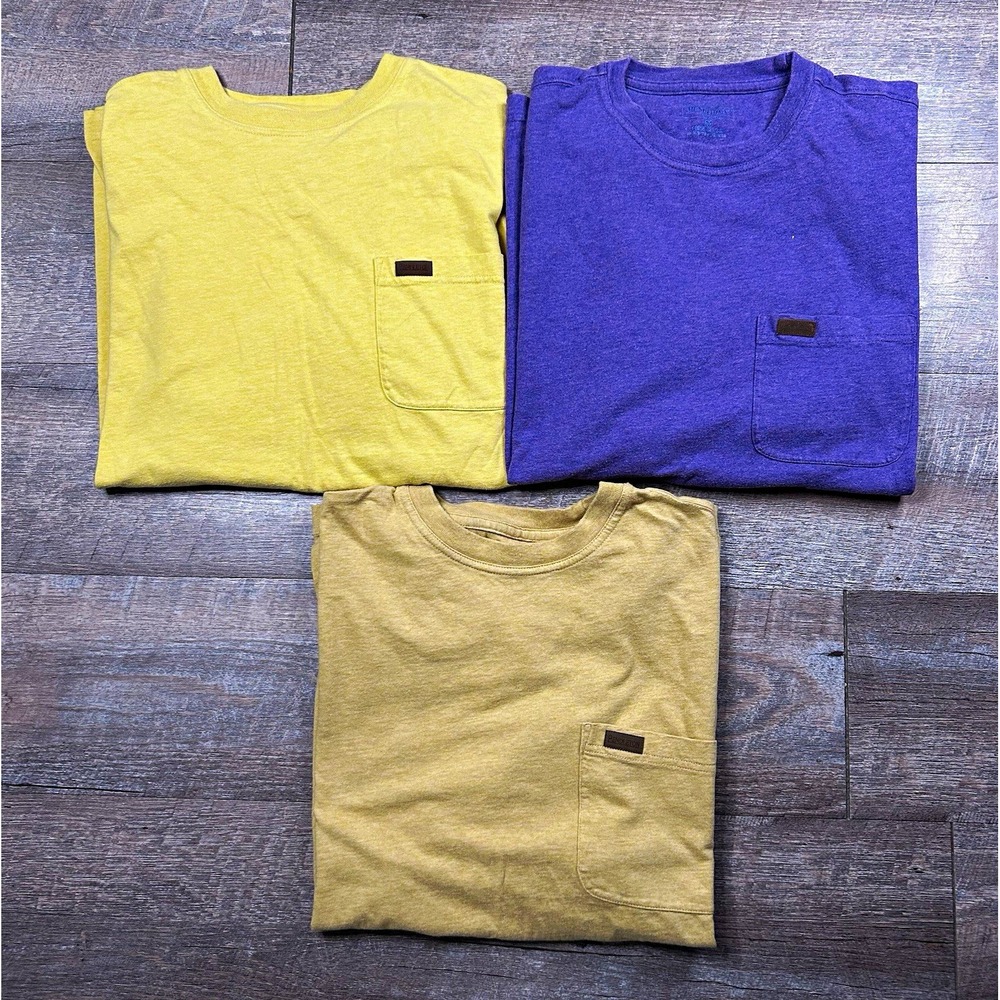 "Pendleton Pocket T-Shirt Lot of 3 Men's Size M 100% Cotton Purple Yellow Tan
